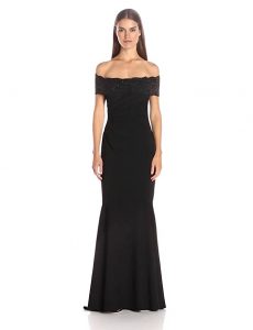 Badgley Mischka Women's Beaded Lace Off the Shoulder Gown