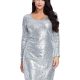 Plus Size Sequin Party Dress in silver
